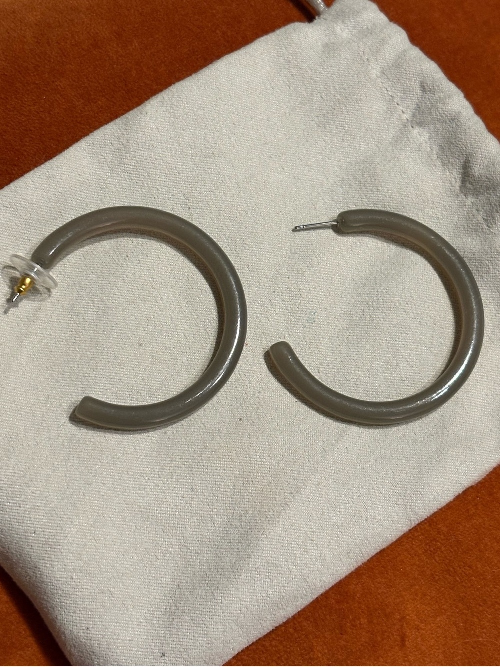J. Crew Gray Resin Hoop Earrings